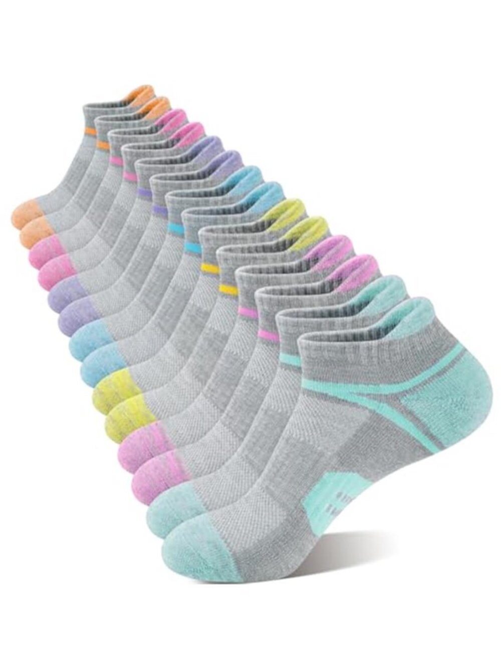 7 Pairs Womens Ankle Socks Athletic Cushion Low cut Mositure Wicking Sports